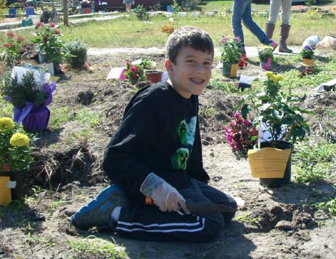 Student in garden